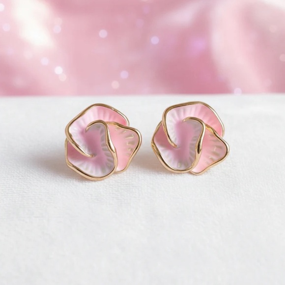 other Jewelry - Pink Floral Enamel Stud Earrings